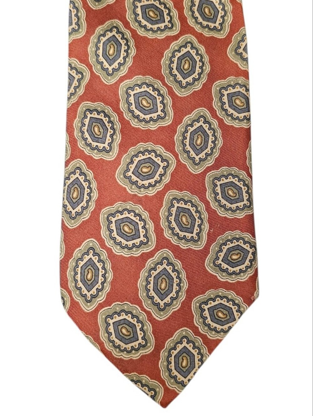 Jos. A. Bank Collection Men's 100% Silk Hand Sewn Rust Patterned Tie
